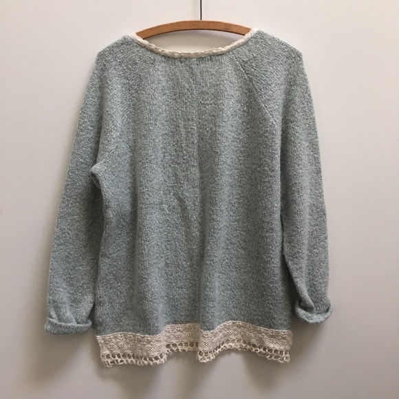 Sanctuary baby light blue cream lace boho sweater farmhouse shirt Nordstrom - Picture 4 of 4